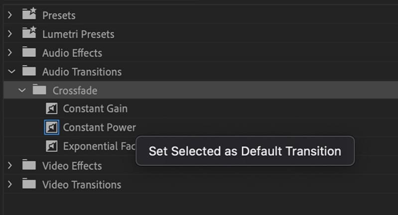 choose default transition