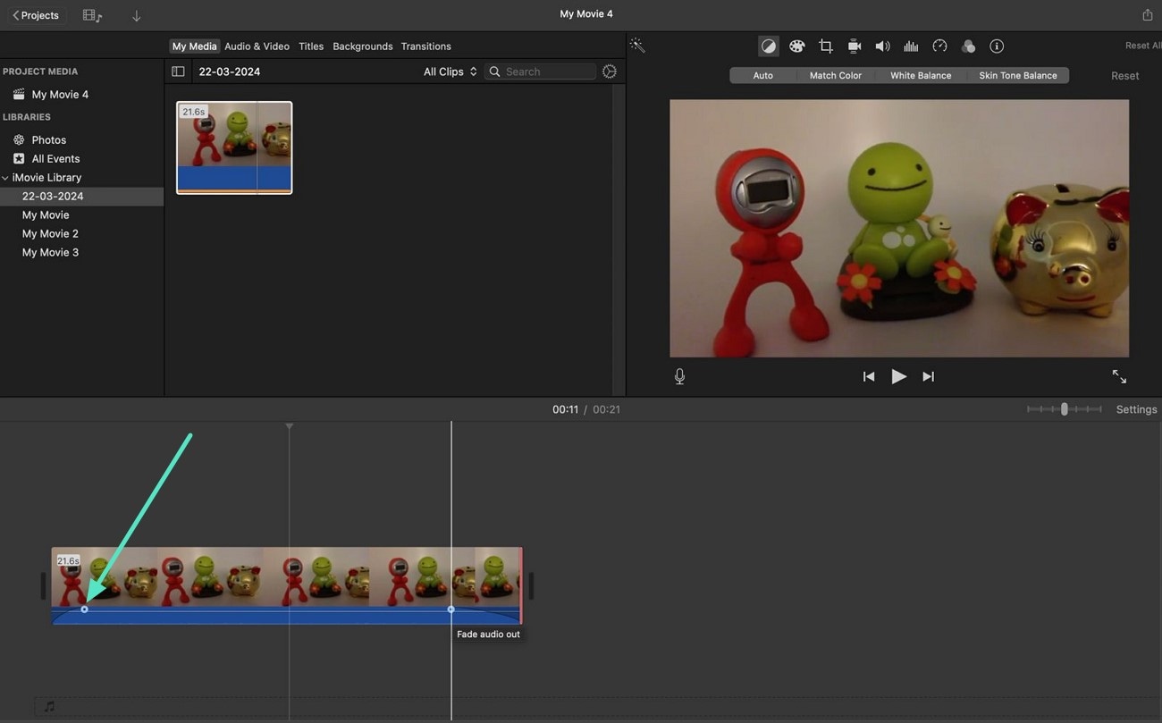 access imovie locate fade in pointer