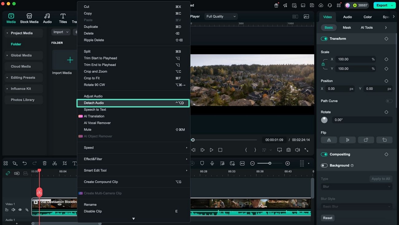 detach audio from video
