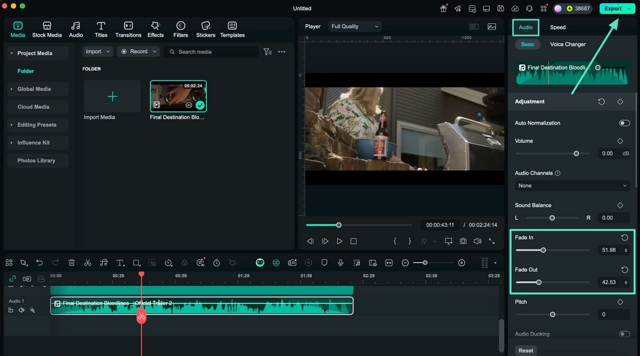 adjust fade in and out sliders