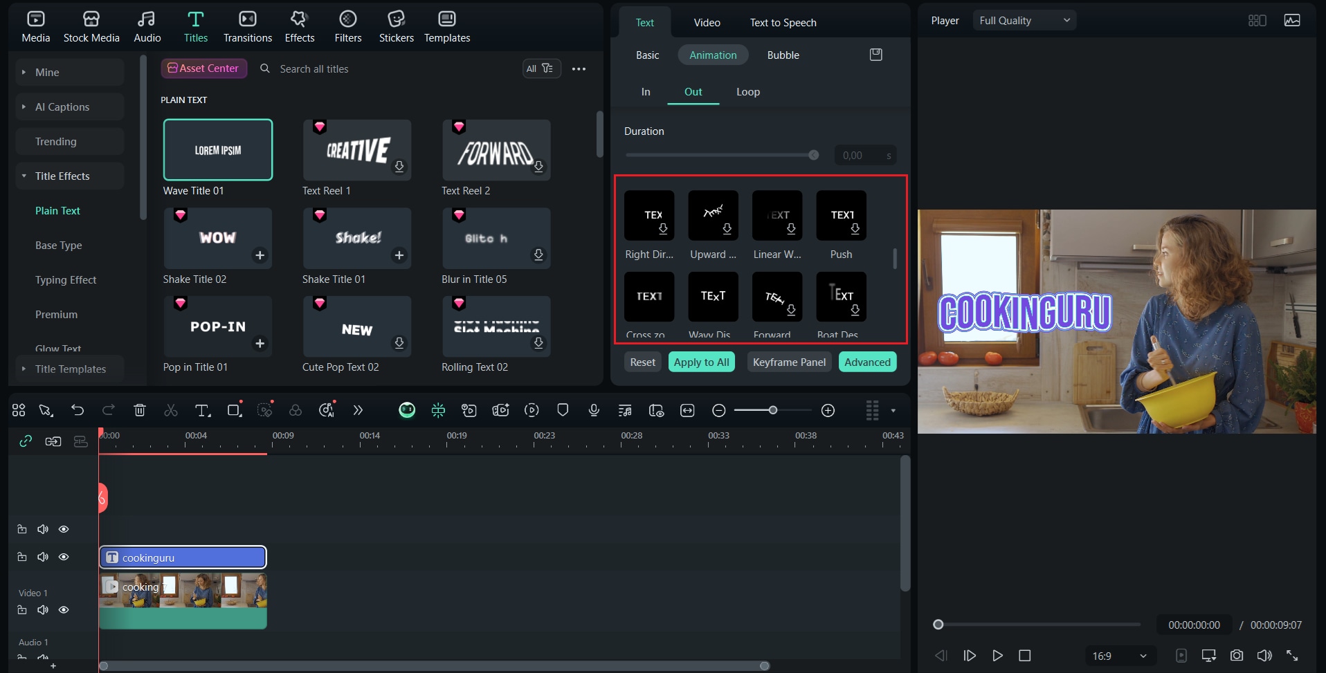 browse the animation selection