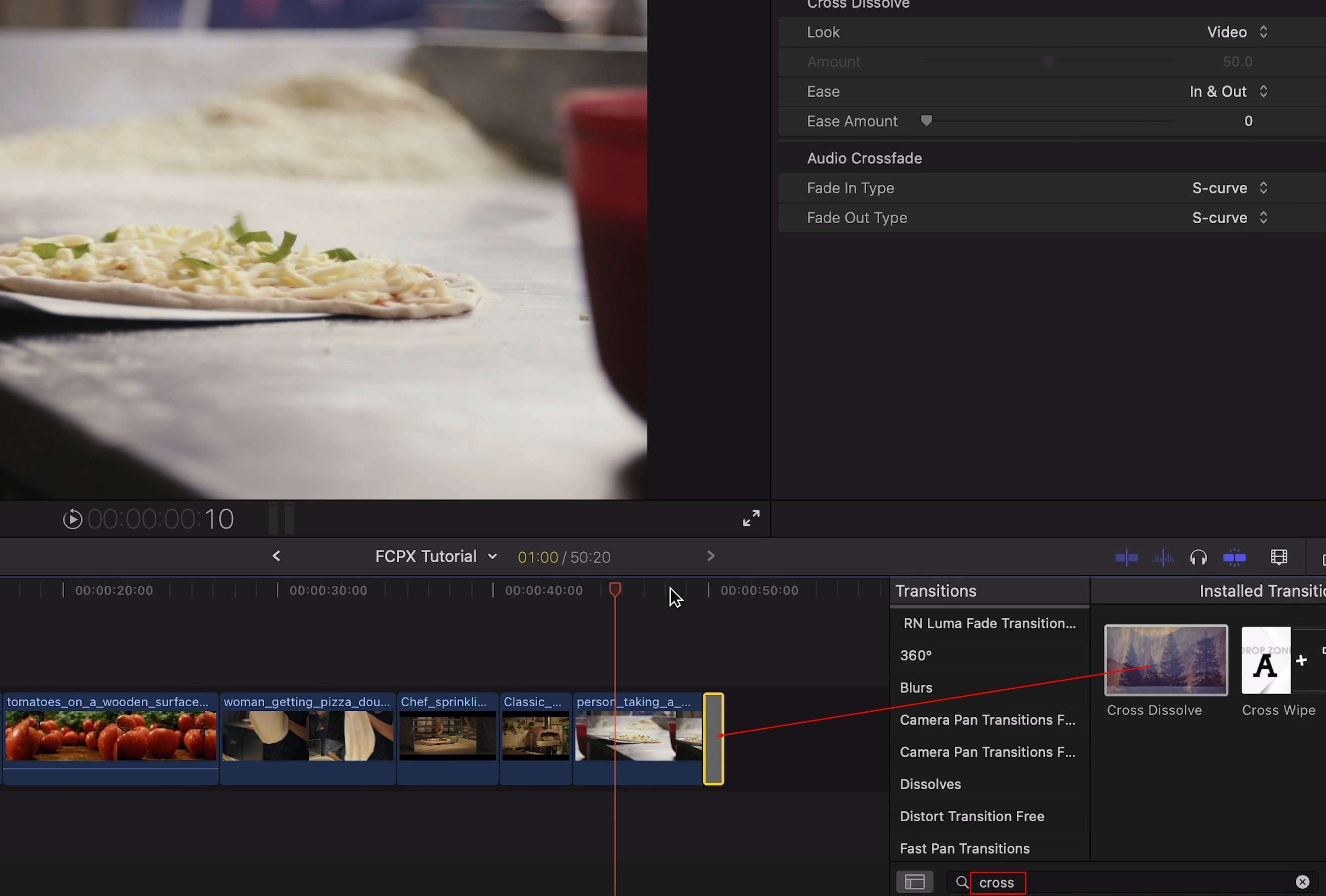 final cut pro cross dissolve