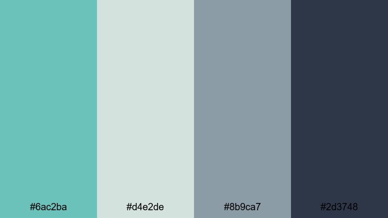 faded coastal film tiffany blue color palette with hex codes