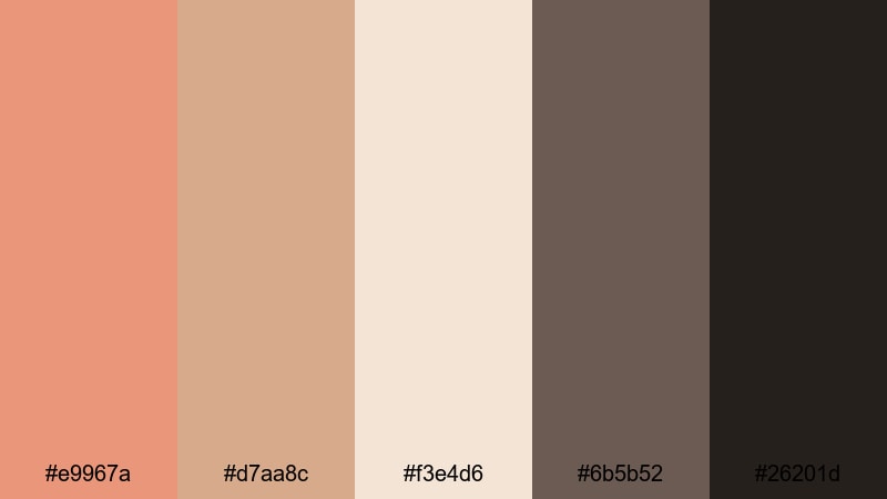 faded film cafe dark salmon color palette with hex codes