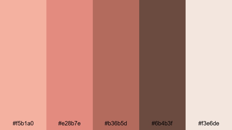 faded film coral salmon color palette with hex codes