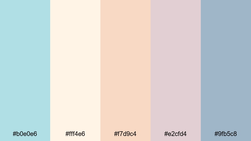 faded polaroid skies powder blue color palette with hex codes