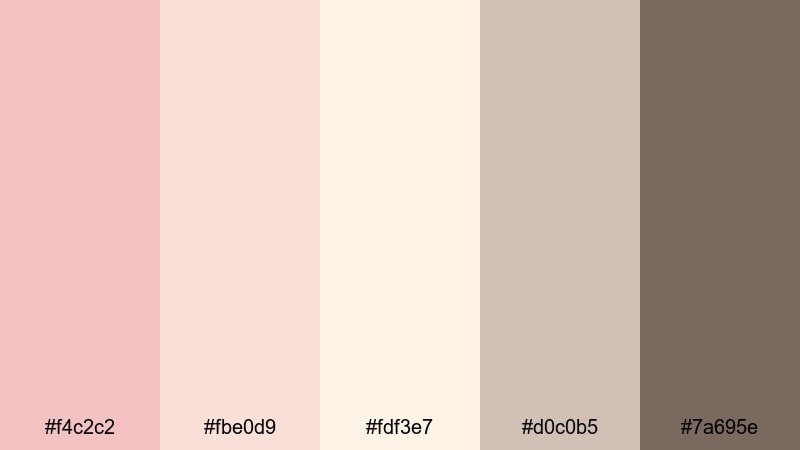 faded postcard blush tea rose color palette with hex codes