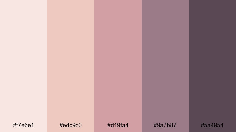 faded rose postcard vintage color palette with hex codes