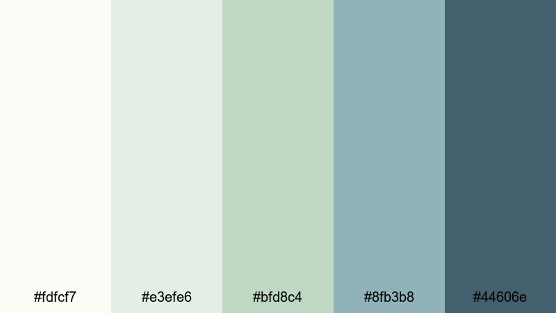 faded shoreline reel white green blue color palette with hex codes