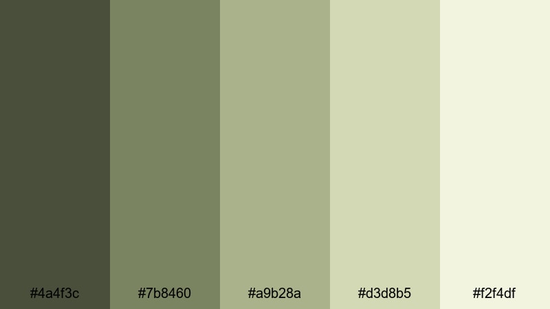 faded surplus gear army color palette with hex codes