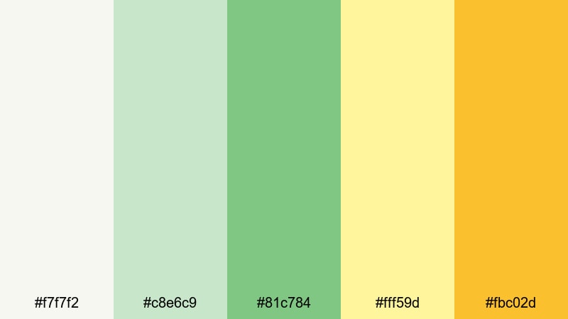 faded tennis club white green yellow color palette with hex codes