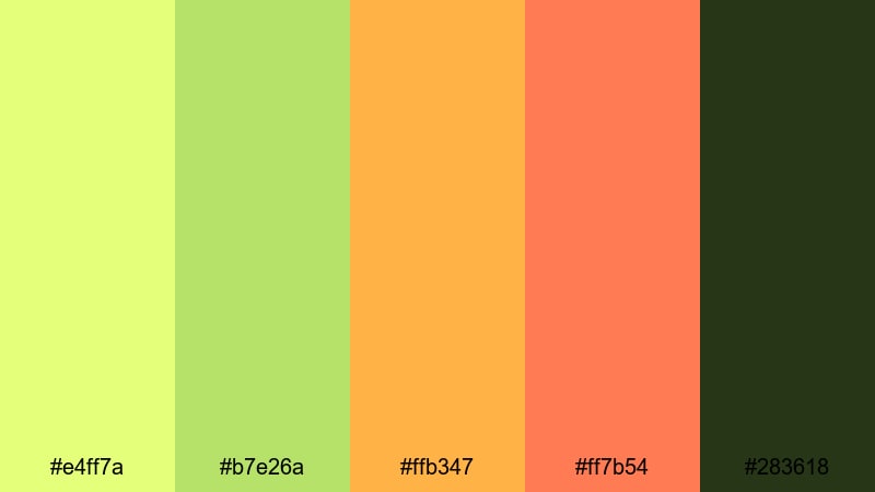 farmers market glow lime color palette with hex codes