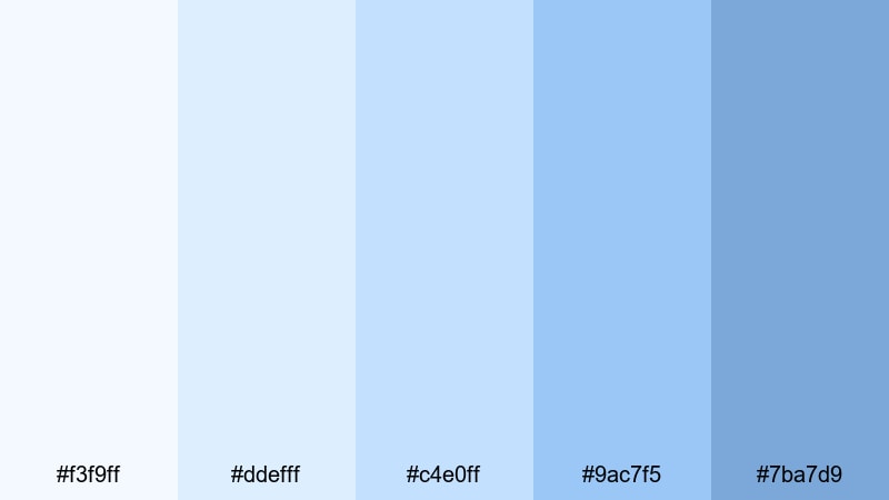 featherlight breeze pale blue color palette with hex codes
