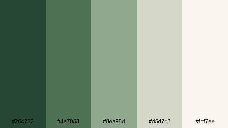 fern whisper neutrals jungle color palette with hex codes
