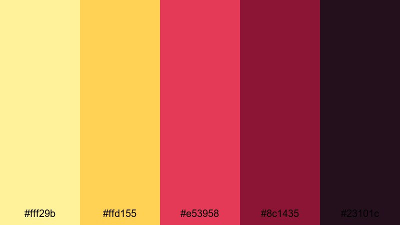 festival confetti burst yellow maroon color palette with hex codes
