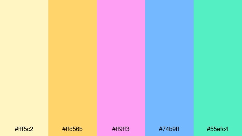 festival confetti drizzle yellow cream color palette with hex codes