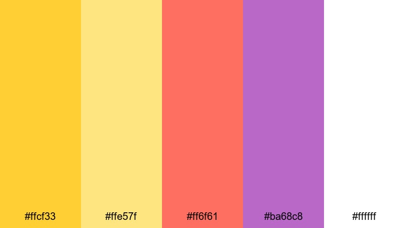 festival confetti glow dandelion color palette with hex codes