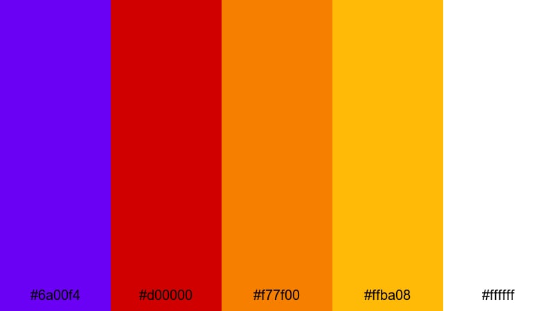 festival confetti lights purple red orange color palette with hex codes