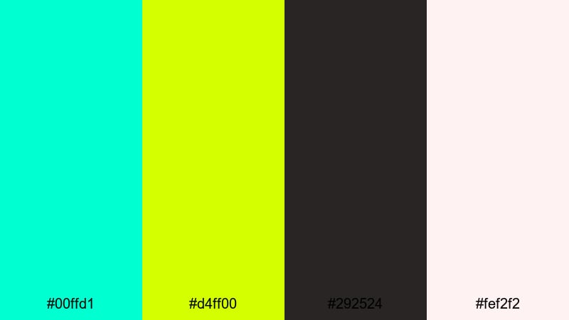 festival glow grid turquoise lime green color palette with hex codes