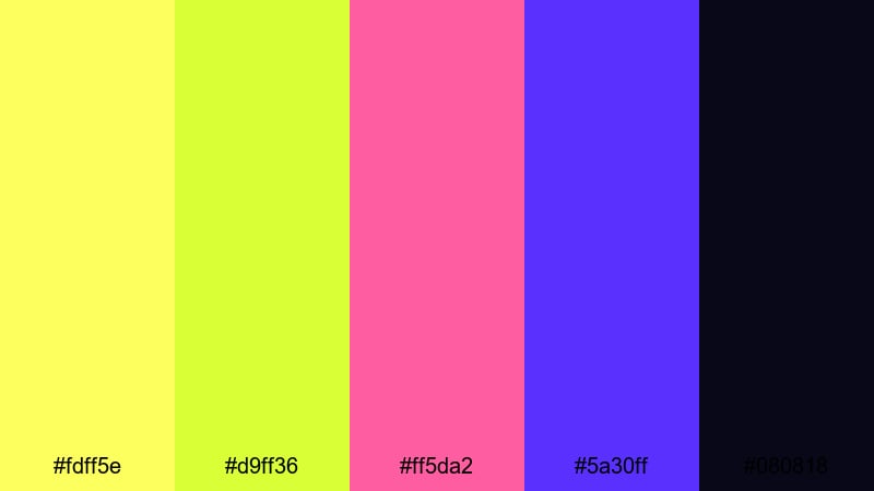 festival glow sticks green yellow color palette with hex codes