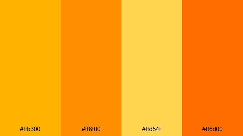 festival marigold burst orange yellow color palette with hex codes