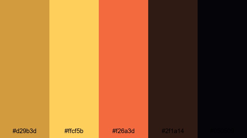 festival marigold sparks gold bronze color palette with hex codes