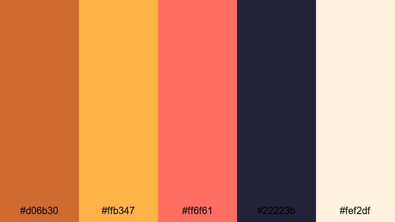 festival marquee burst tawny color palette with hex codes