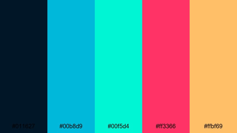 festival neon tides turquoise color palette with hex codes