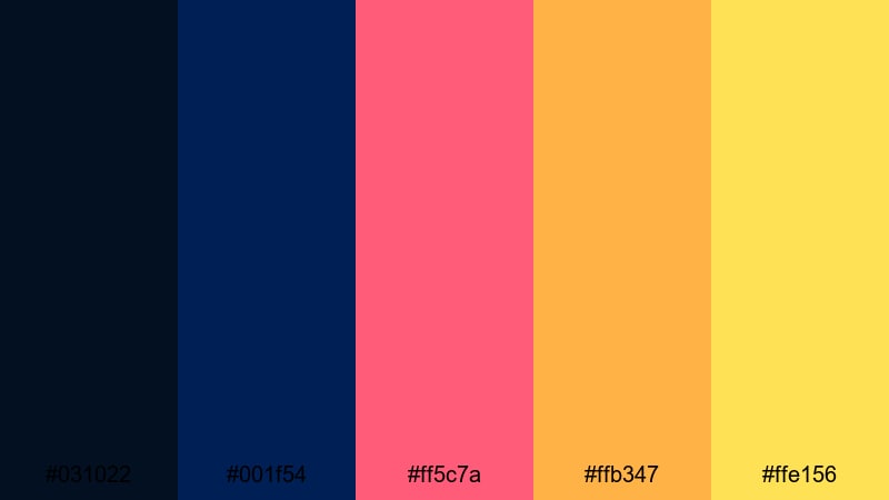 festival night lights navy blue color palette with hex codes