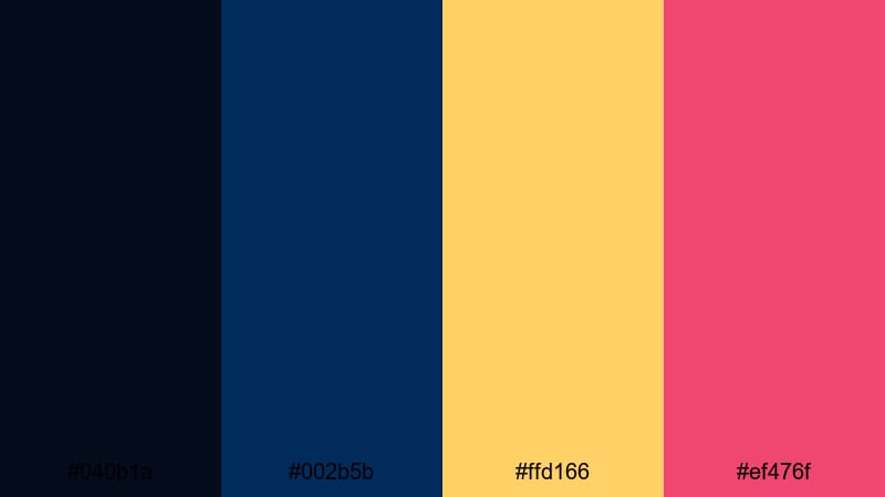festival stage energy yellow dark blue color palette with hex codes