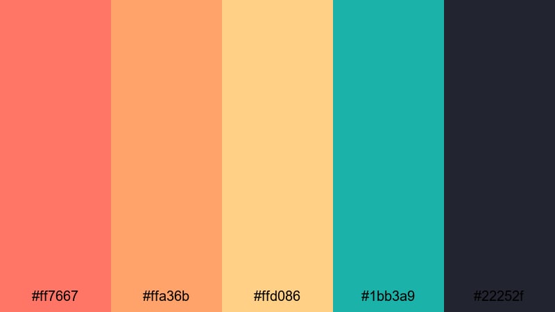 festival street edit coral salmon color palette with hex codes