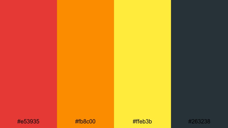 festival street lights red orange yellow color palette with hex codes