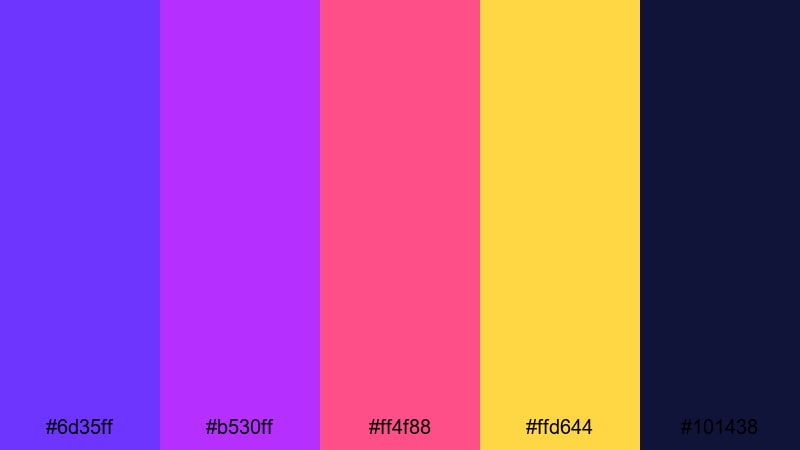 festival strobe violets blue violet color palette with hex codes