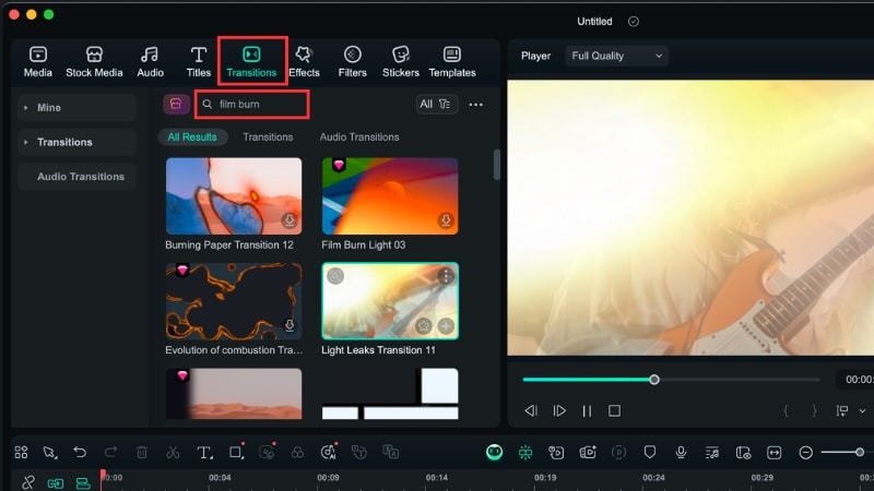 open the transition library