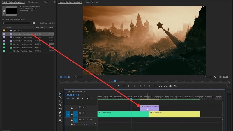 put the film burn overlay