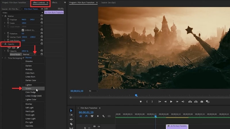 apply the blend mode