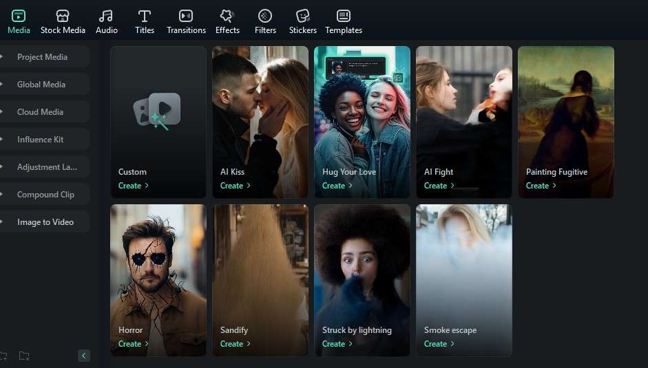 pick image to video preset filmora