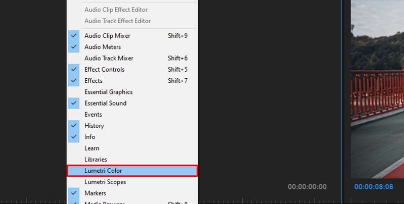 select lumetri color