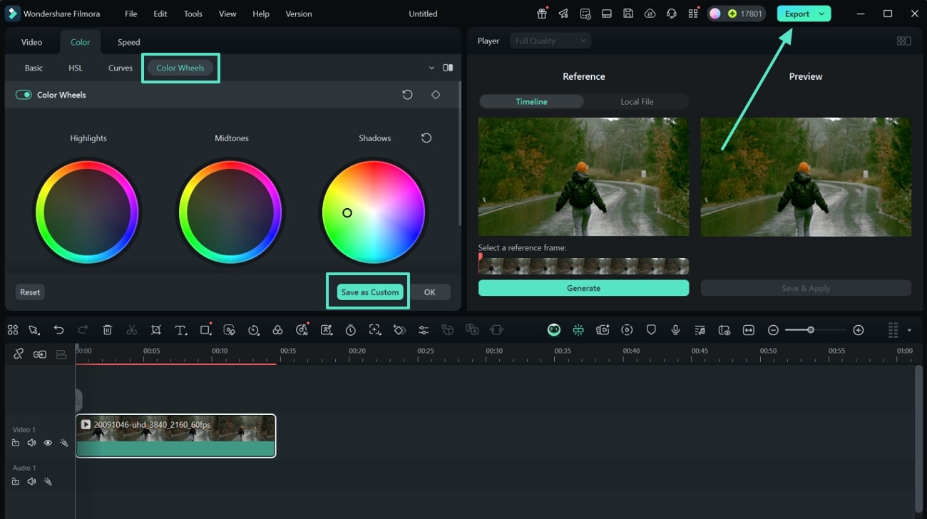 save color wheels adjustments and export