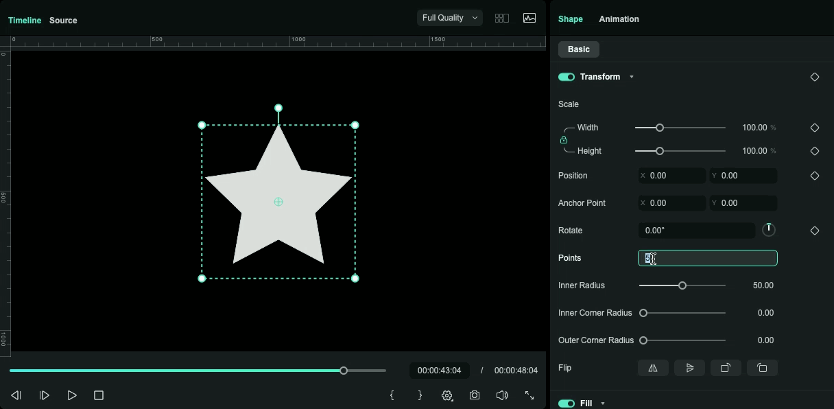 filmora new star shape