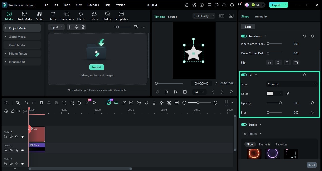 create and edit star shape