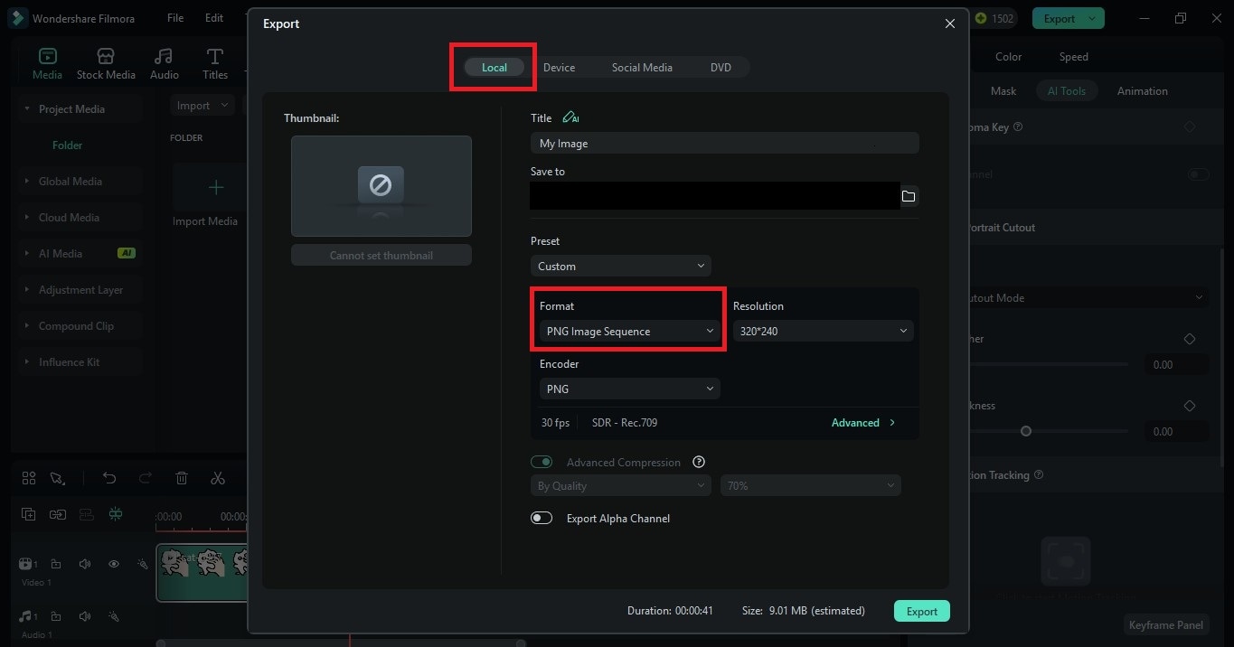 filmora export settings