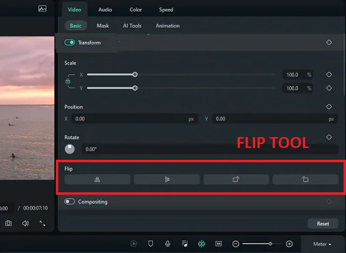 filmora flip tool