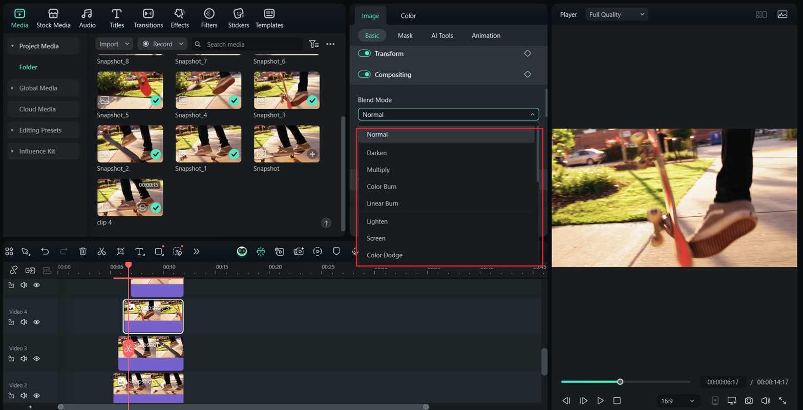 apply the blend mode