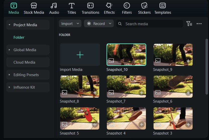 snapshot in media library