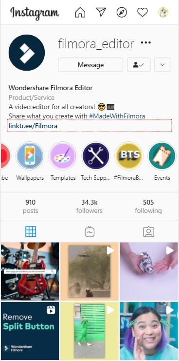 актуальное Filmora в Instagram 