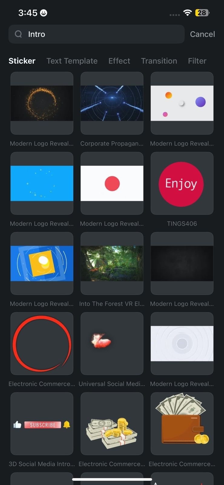 intro stickers filmora app
