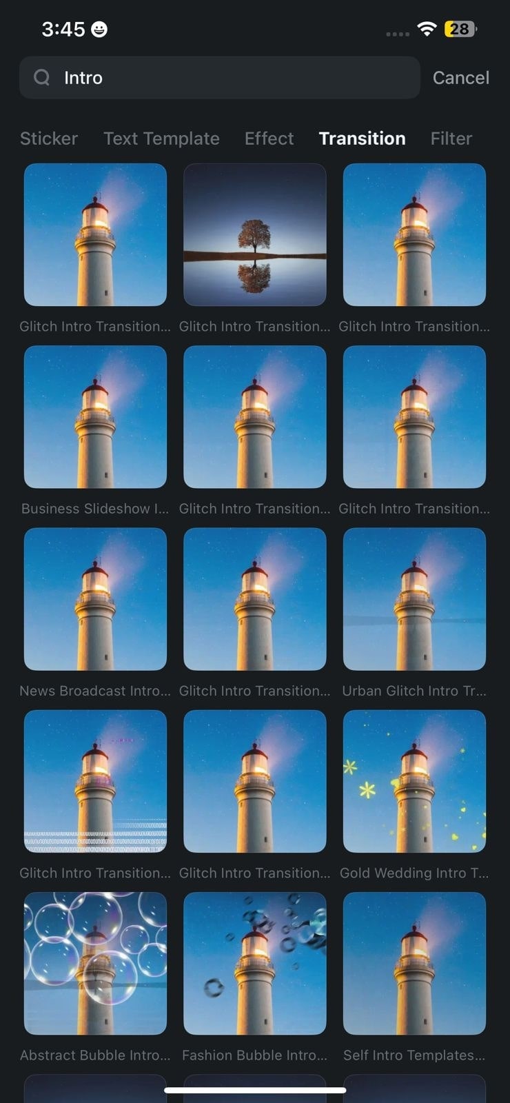 intro transitions filmora app