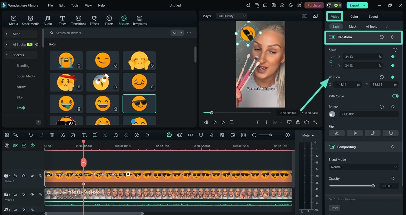 adjust position of keyframe