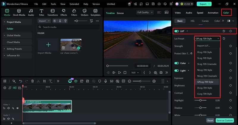 select lut preset